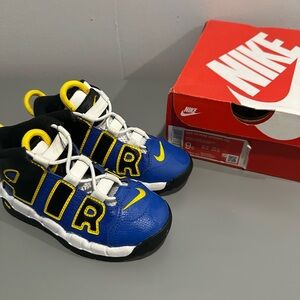 Nike Kids Blue and Yellow AIR More Uptempo Sneakers